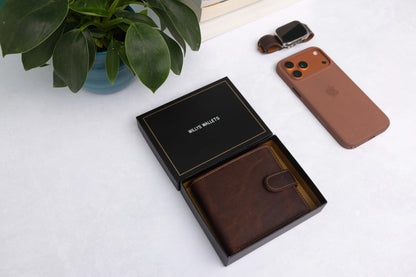 Personalised Brown Leather Wallet – Bifold with Coin Pocket