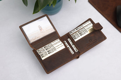 Personalised Brown Leather Wallet – Bifold with Card Holder Slots & RFID Protection