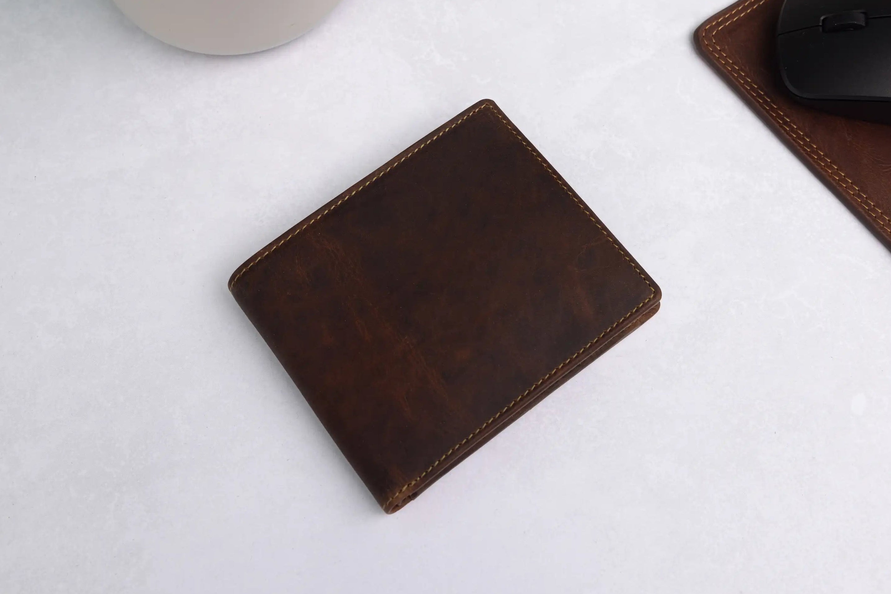 Personalised Brown Leather Wallet – Bifold with RFID Protection