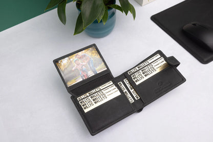 Personalised Black Hunter Leather Wallet – Bifold with Card Holder Slots & RFID Protection