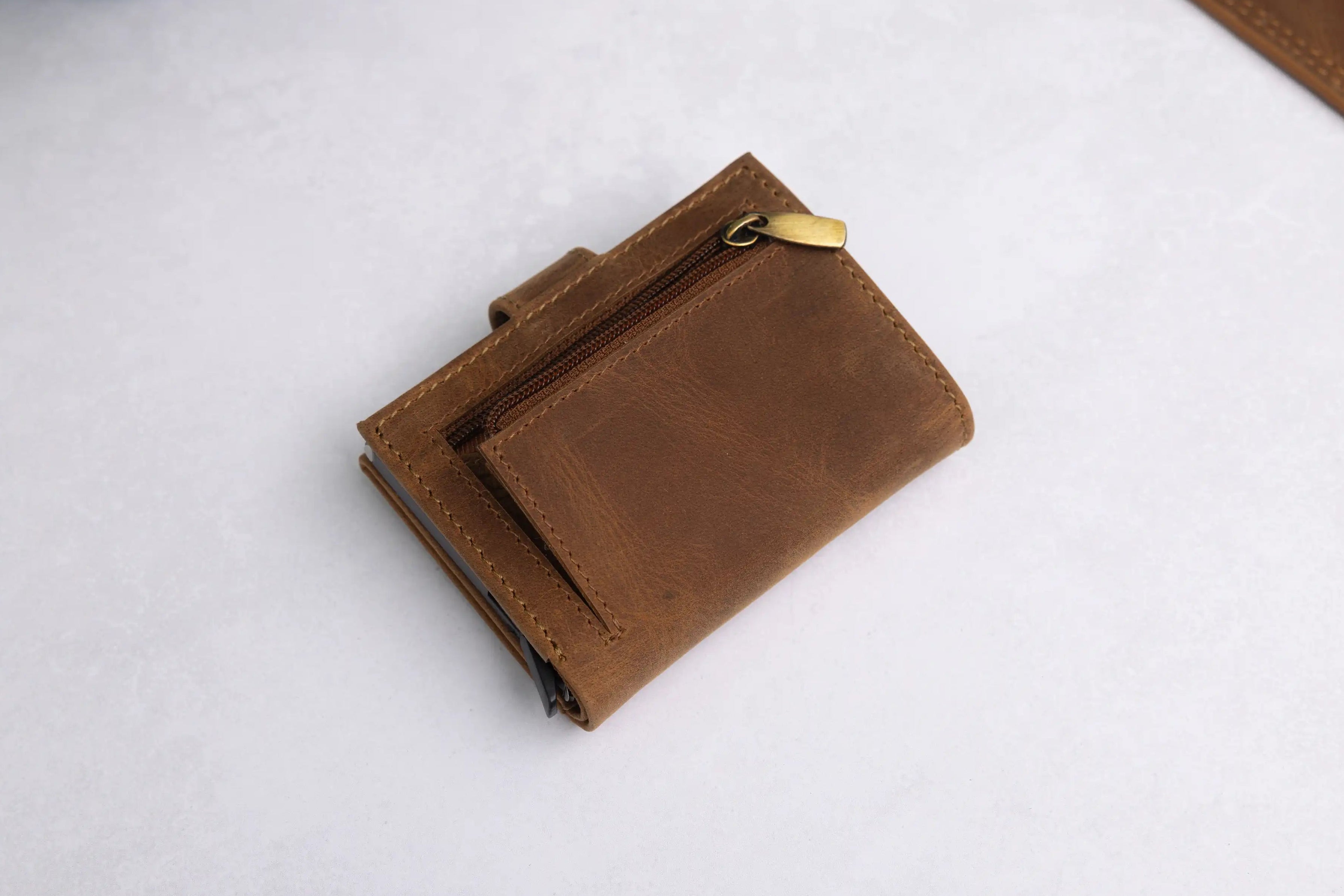 Personalised 6-Card Cognac Pop-Up Wallet – RFID Secure, Compact & Stylish