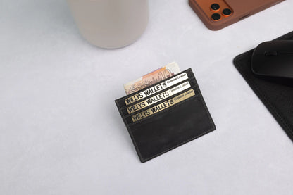 Personalised Black Hunter Leather Card Holder – RFID Slim Wallet