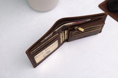 Personalised Brown Leather Wallet – Bifold with RFID Protection