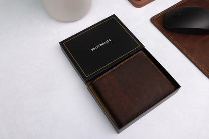 Personalised Brown Leather Wallet – Bifold with RFID Protection
