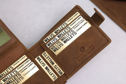 Personalised Rustic Brown Leather Wallet – Bifold with Card Holder Slots & RFID Protection