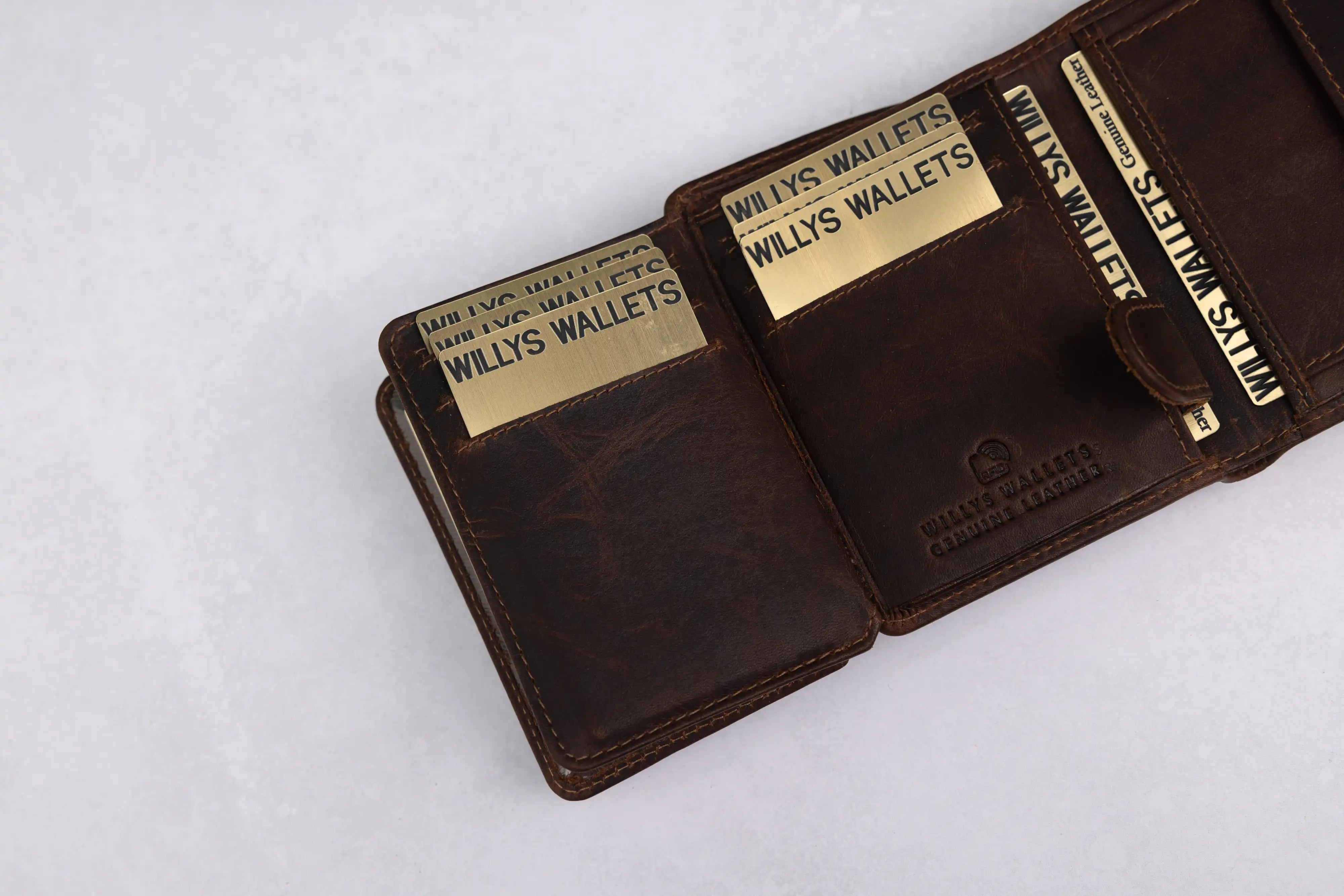 Personalised Brown Leather Wallet – Trifold Design with RFID Protection
