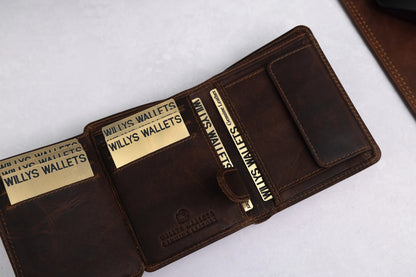 Personalised Brown Leather Wallet – Trifold Design with RFID Protection
