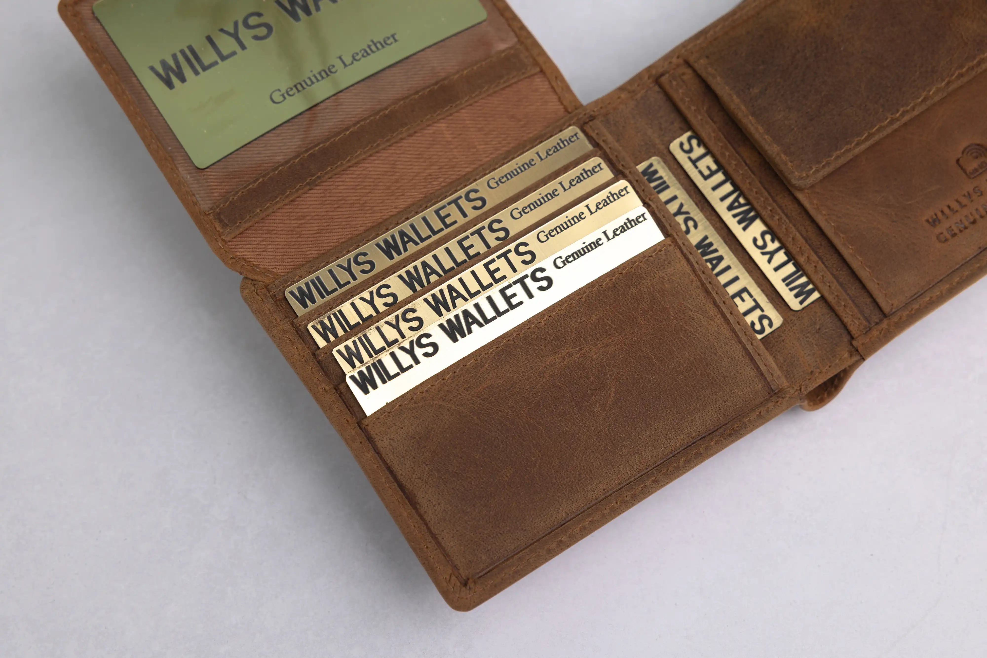 Personalised Rustic Brown Leather Wallet – Bifold with Coin Pocket & RFID Protection