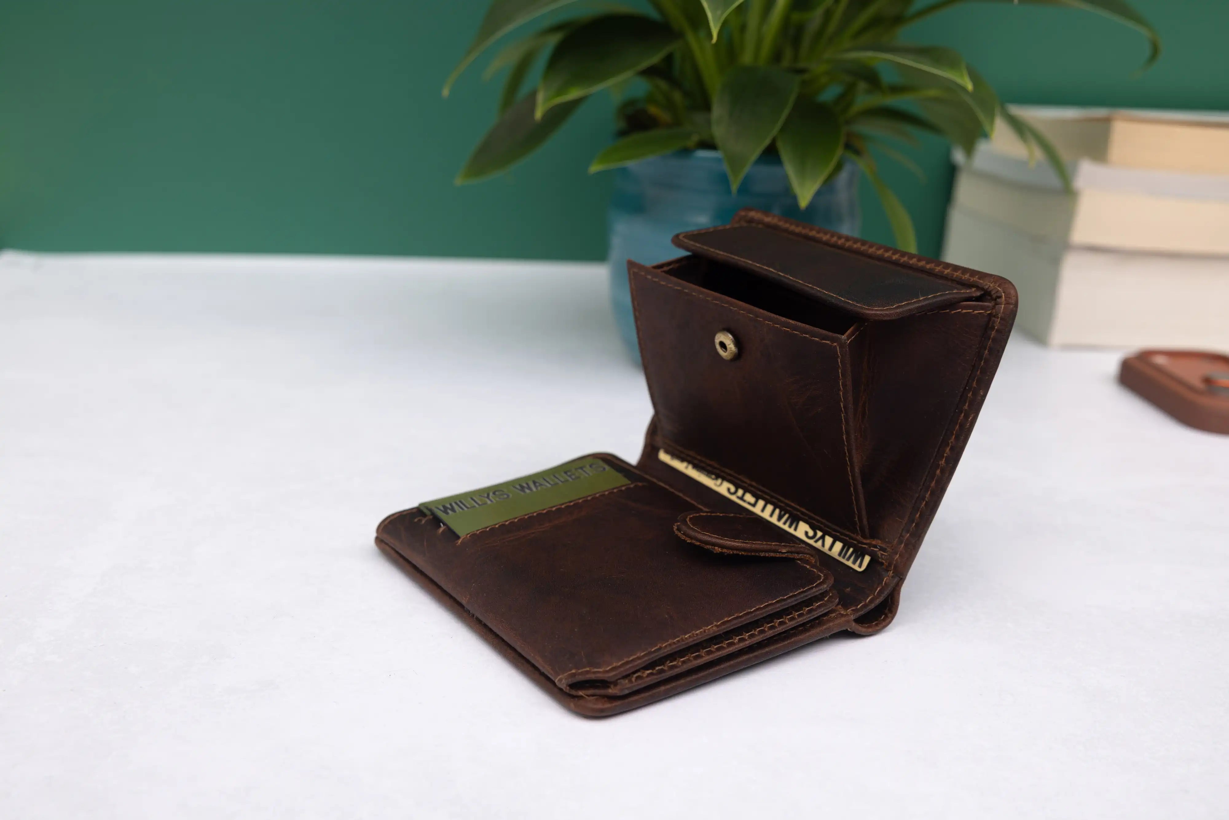 Personalised Brown Leather Wallet – Trifold Design with RFID Protection