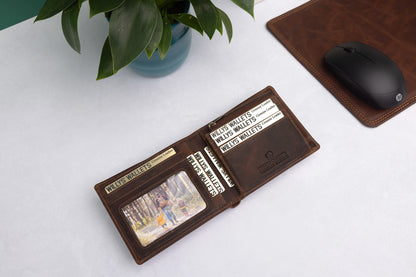Personalised Brown Leather Wallet – Bifold with RFID Protection