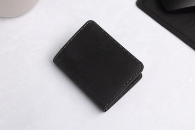 Personalised Black Hunter Leather Wallet – Trifold RFID Wallet for Men