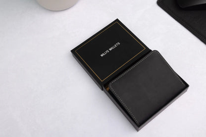 Personalised Black Hunter Leather Wallet – Trifold RFID Wallet for Men