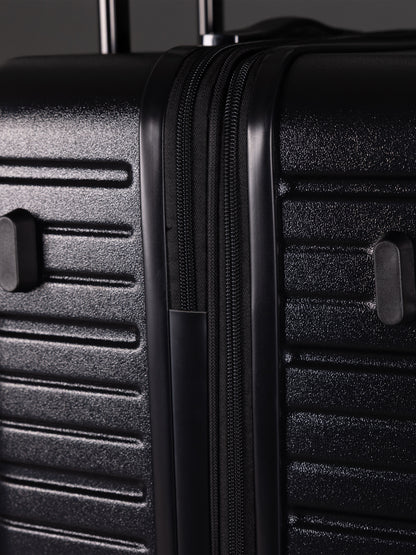 BEOW 3 Piece Black Luggage Set – 20", 24" & 28" Suitcases with Expandable Hard Shell, Spinner Wheels & TSA Locks