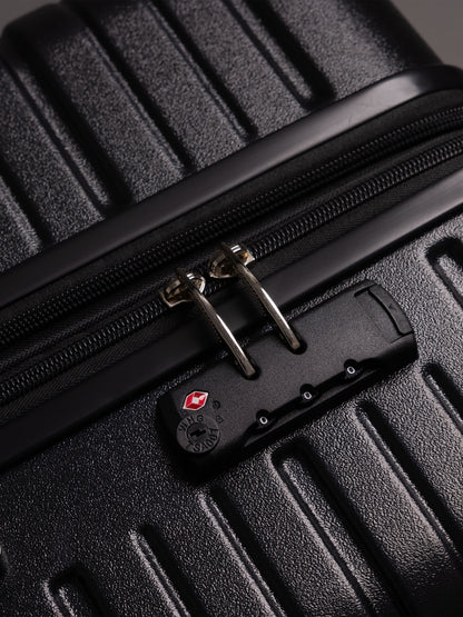 BEOW 3 Piece Black Luggage Set – 20", 24" & 28" Suitcases with Expandable Hard Shell, Spinner Wheels & TSA Locks