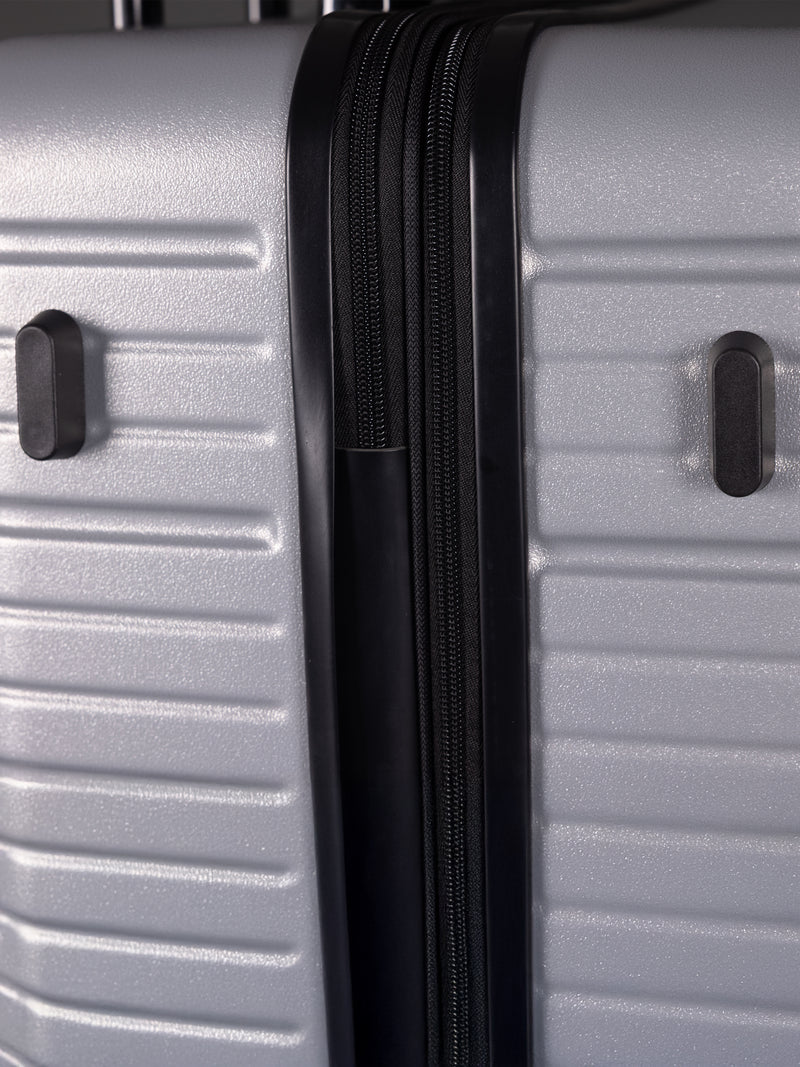 BEOW 3 Piece Silver Luggage Set – 20", 24" & 28" Suitcases with Expandable Hard Shell, Spinner Wheels & TSA Locks
