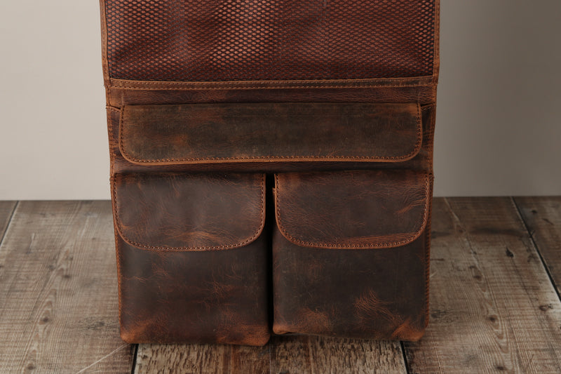 Personalised Engraved Brown Leather Hanging Wash Bag