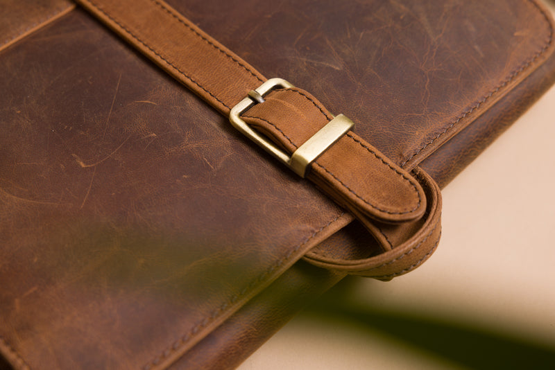 Personalised Engraved Brown Leather Hanging Wash Bag