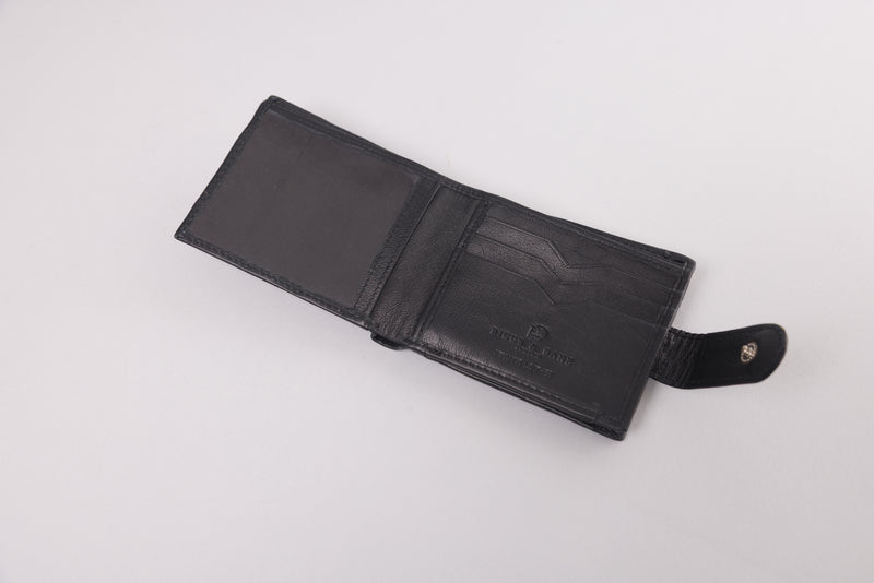 Personalised Engraved Black Bifold Leather Wallet With Big Zip Coin Pocket