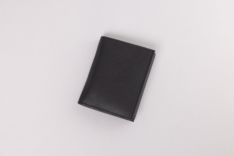 Personalised Engraved Black Trifold Leather Wallet