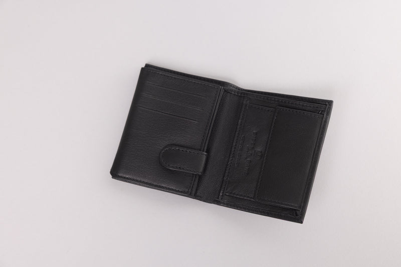 Personalised Engraved Black Trifold Leather Wallet