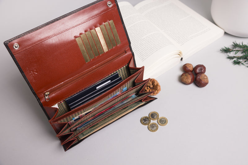Personalised Engraved Black & Brown Leather Travel Wallet