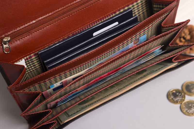 Personalised Engraved Black & Brown Leather Travel Wallet