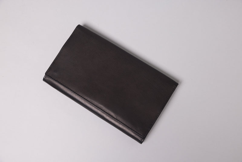 Personalised Engraved Black & Brown Leather Travel Wallet