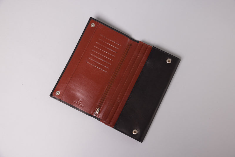Personalised Engraved Black & Brown Leather Travel Wallet