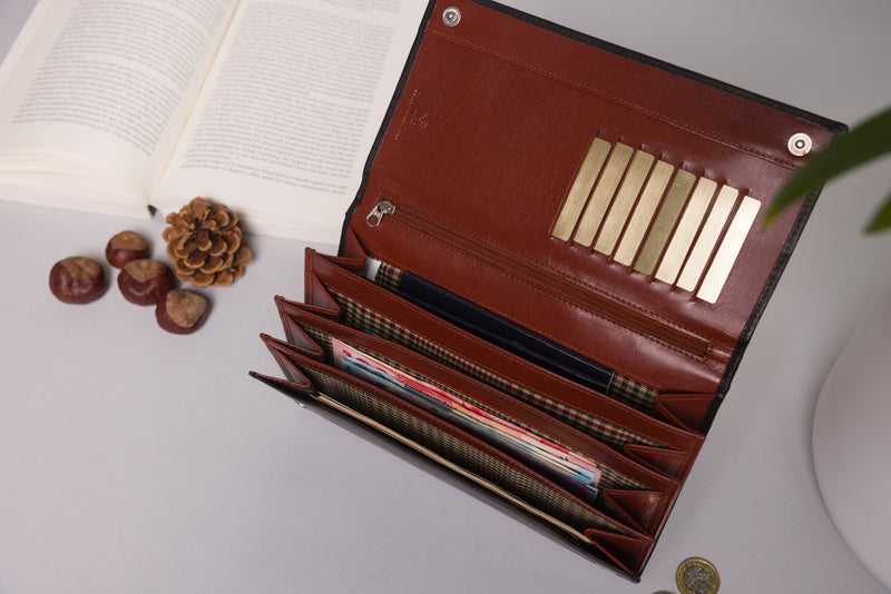 Personalised Engraved Black & Brown Leather Travel Wallet