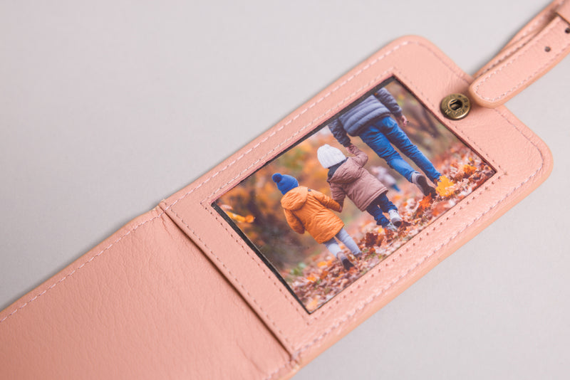Personalised Engraved Dust Pink Leather Luggage Tag