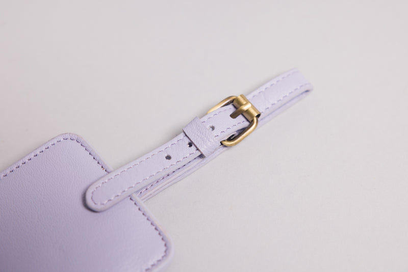 Personalised Engraved Light Purple Leather Luggage Tag