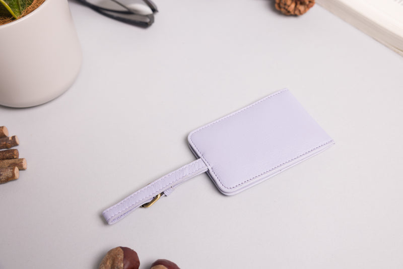 Personalised Engraved Light Purple Leather Luggage Tag
