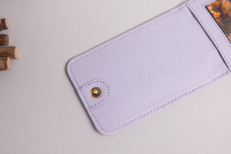 Personalised Engraved Light Purple Leather Luggage Tag