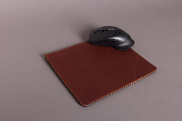 Personalised Engraved Dark Brown Leather Mouse Mat, Desk Pad
