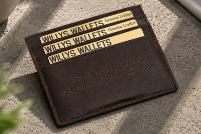 Personalised Dark Brown Leather Card Holder – Slim RFID Wallet