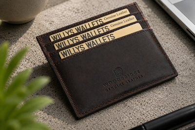 Personalised Dark Brown Leather Card Holder – Slim RFID Wallet