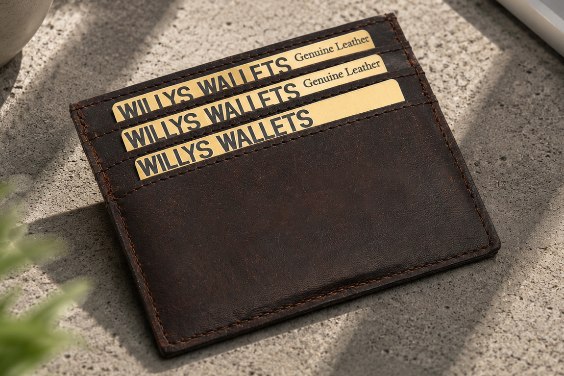 Personalised Dark Brown Leather Card Holder – Slim RFID Wallet