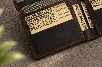 Personalised Dark Brown Leather Wallet – Bifold with Card Holder Slots & RFID Protection