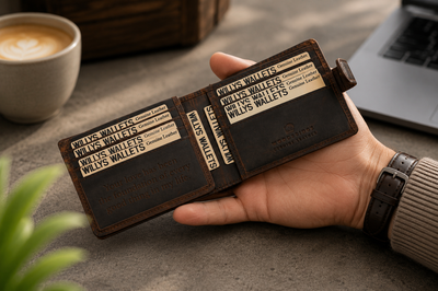 Personalised Dark Brown Leather Wallet – Bifold with Card Holder Slots & RFID Protection