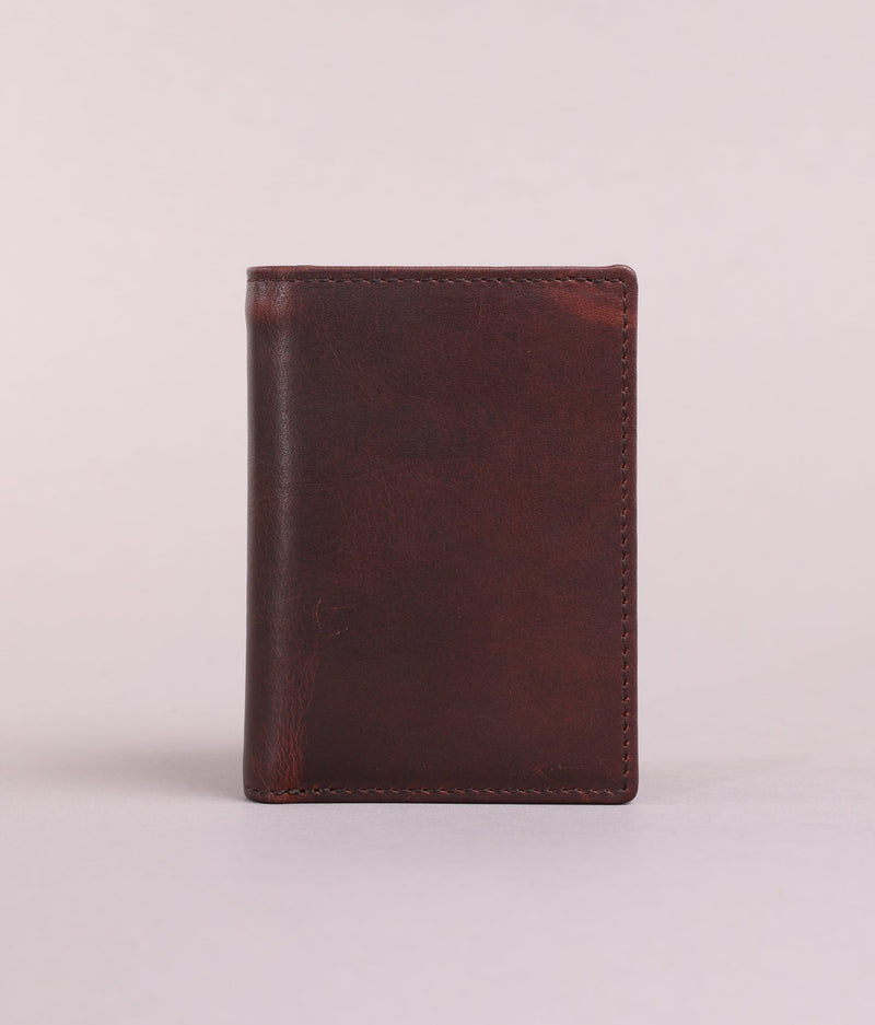 Personalised Engraved Brown Trifold Leather Wallet