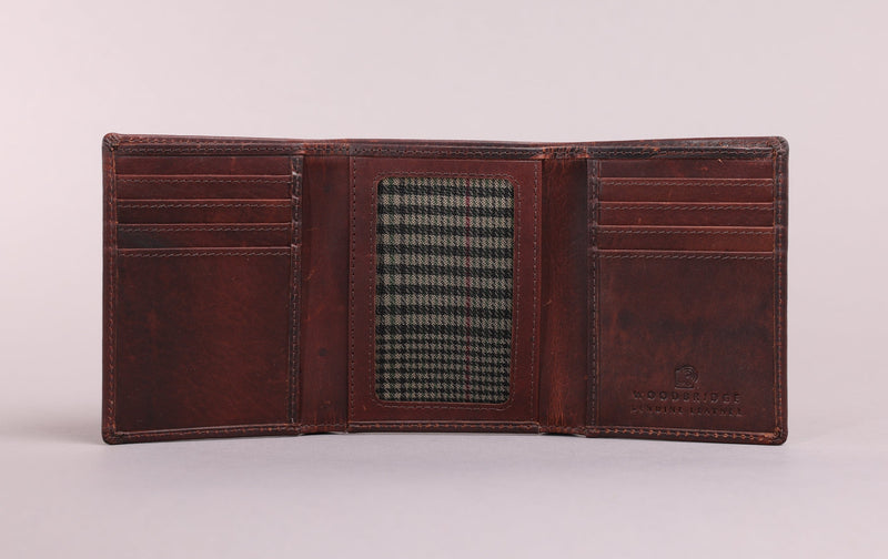 Personalised Engraved Brown Trifold Leather Wallet