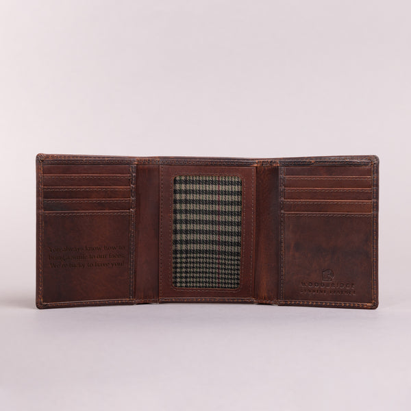 Personalised Engraved Brown Trifold Leather Wallet