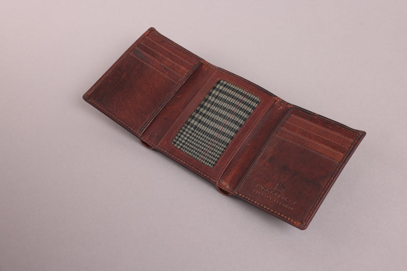 Personalised Engraved Brown Trifold Leather Wallet