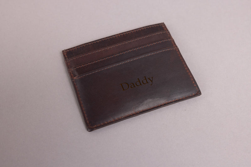 Personalised Engraved Brown Leather Card Holder Wallet