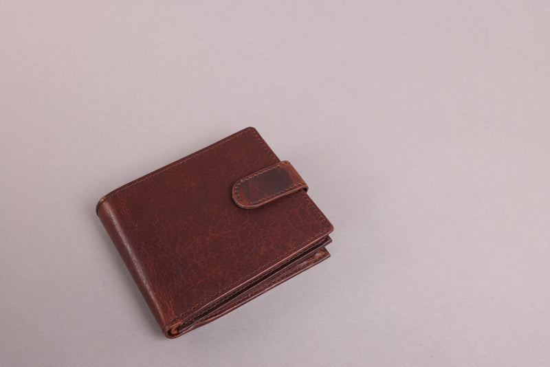 Personalised Engraved Brown Bifold Leather Wallet With Big Zip Coin Pocket