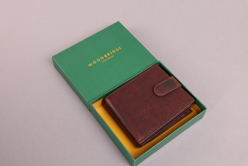 Personalised Engraved Brown Bifold Leather Wallet With Big Zip Coin Pocket