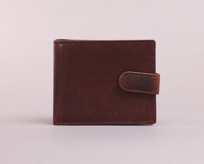 Personalised Engraved Brown Bifold Leather Wallet With Big Zip Coin Pocket