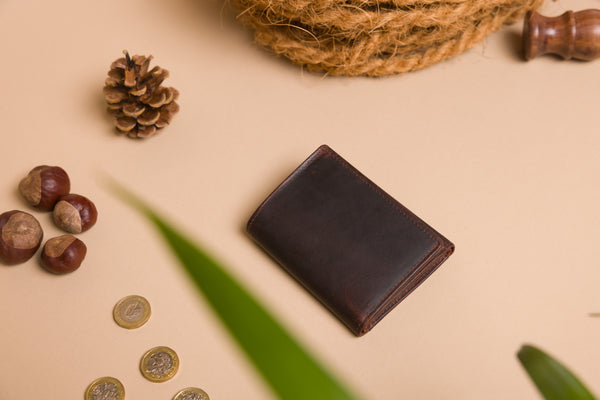 Personalised Engraved Brown Trifold Leather Wallet