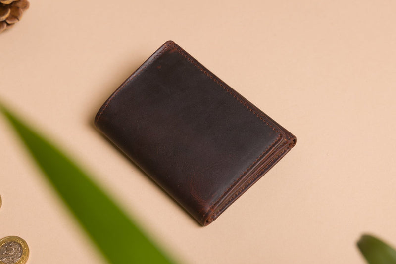 Personalised Brown Leather Wallet – Trifold Design with RFID Protection