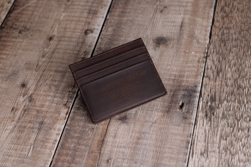 Personalised Engraved Brown Leather Card Holder Wallet